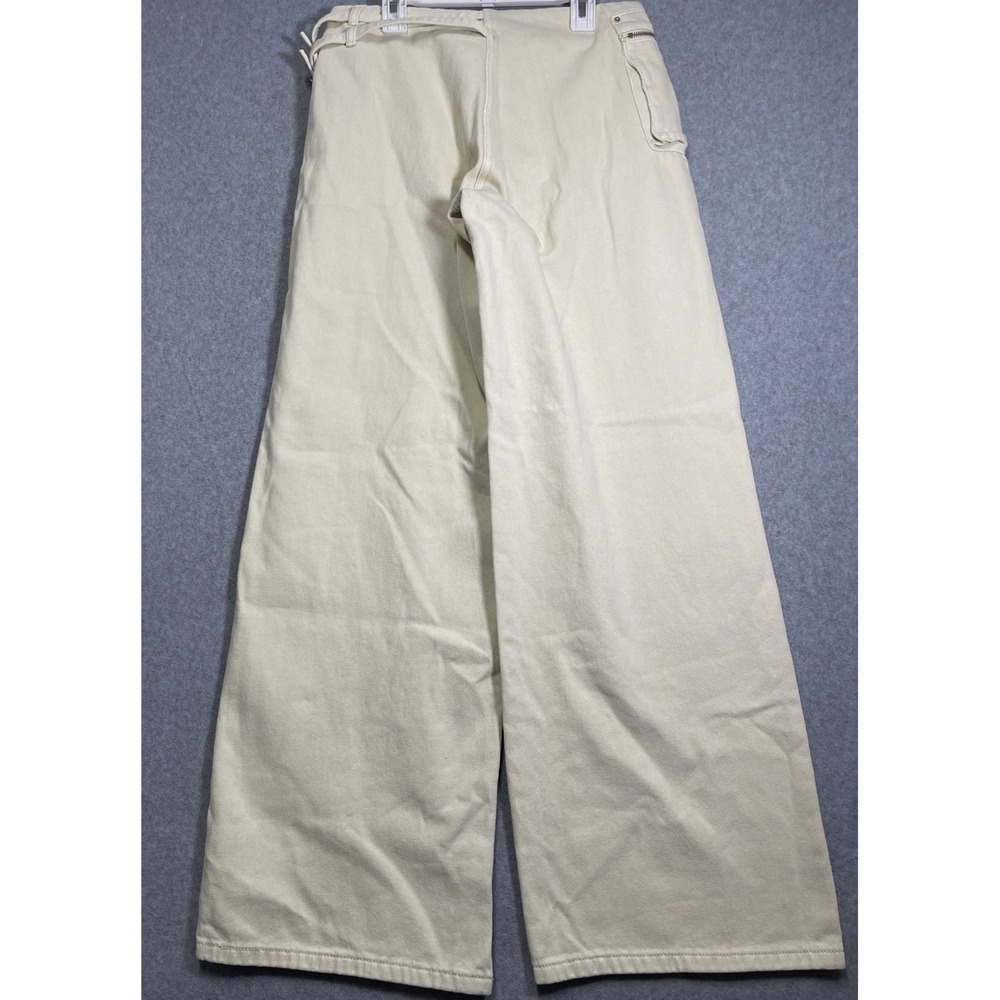 Princess Polly Women's Paltrow Cargo Wide Leg Cotton Cream Jeans 4 Hipster City - Picture 6 of 9